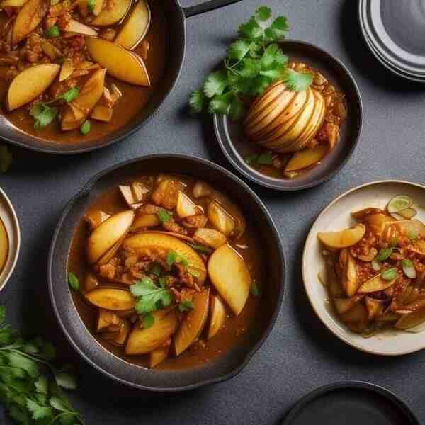 Пикантная тушеная капуста с яблоками